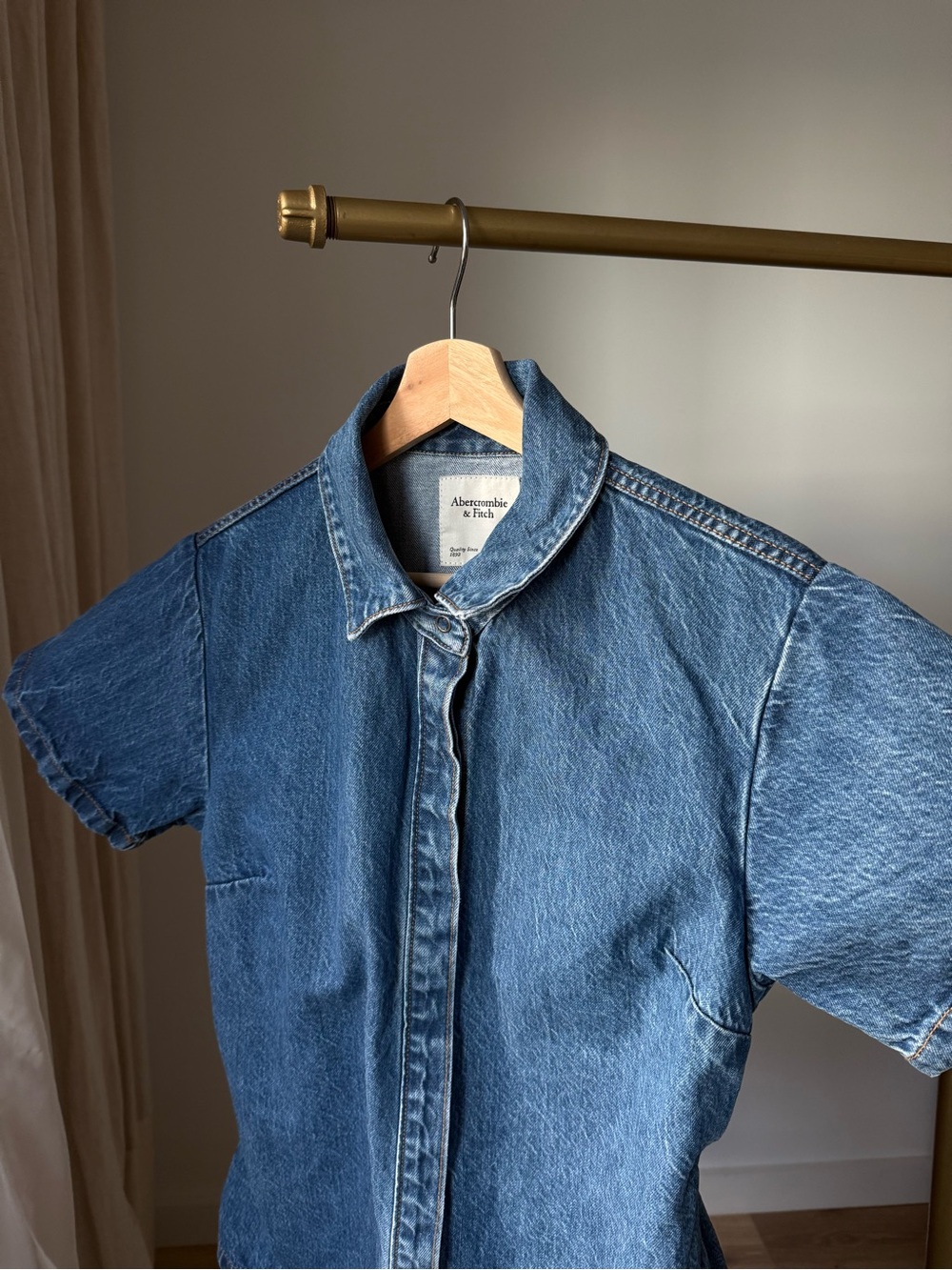 Abercrombie & Fitch Denim Peplum Shirt Medium Wash M - Picture 7 of 14